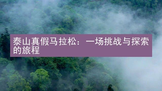 泰山真假马拉松：一场挑战与探索的旅程