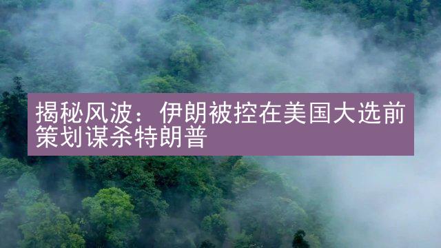 揭秘风波：伊朗被控在美国大选前策划谋杀特朗普