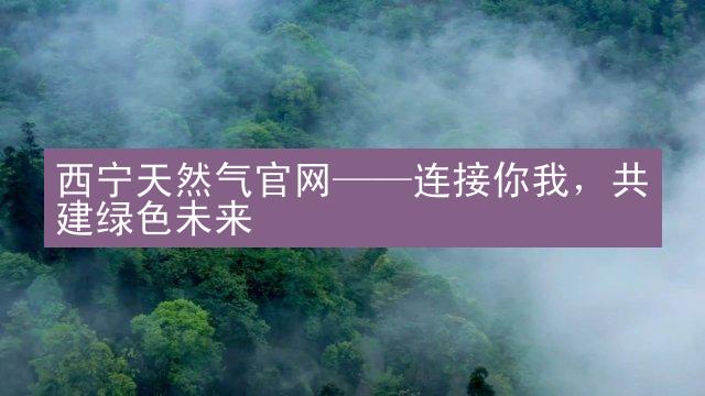 西宁天然气官网——连接你我，共建绿色未来