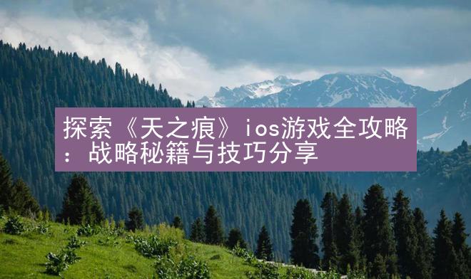 探索《天之痕》ios游戏全攻略：战略秘籍与技巧分享