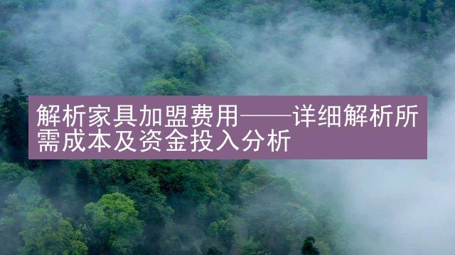 解析家具加盟费用——详细解析所需成本及资金投入分析